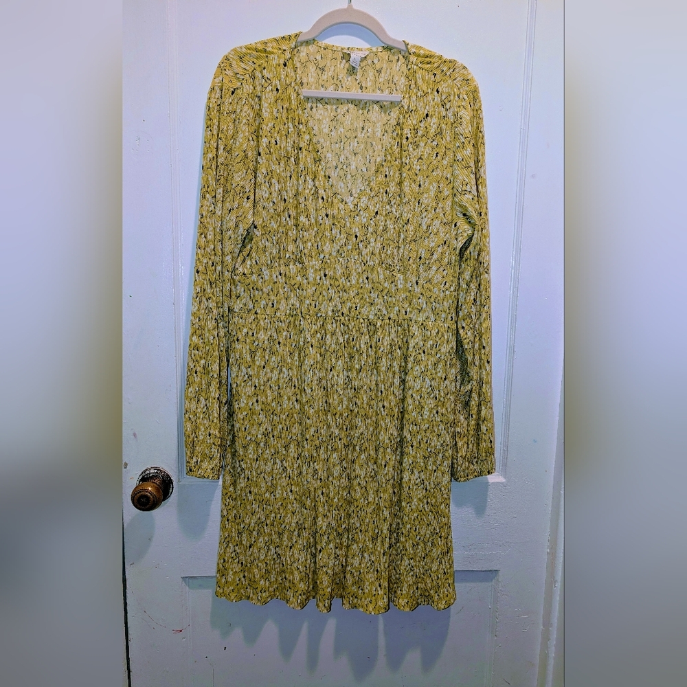 Elegant Yellow Patterned Dress